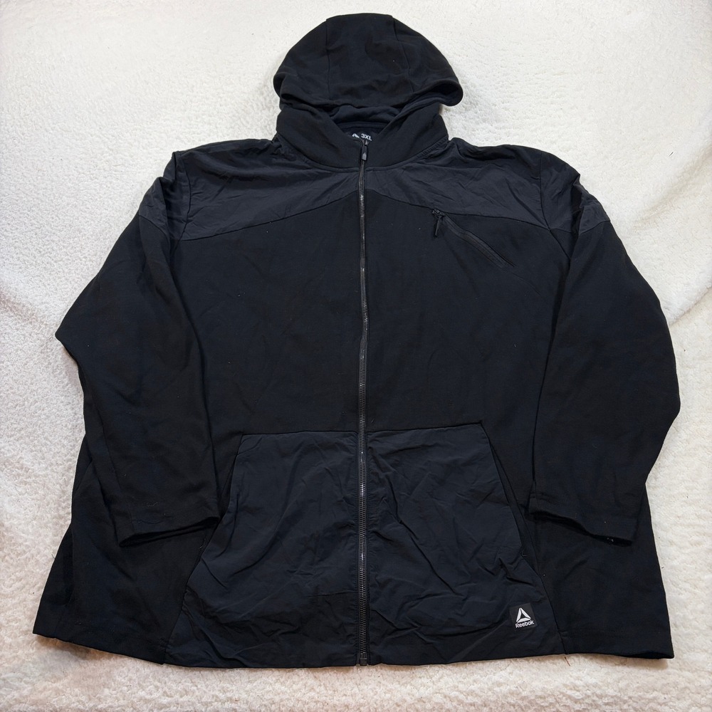Reebok Hoodie Mens 3XL Black Speedwick Full Zip DXLF19120 Active Jacket Mixed